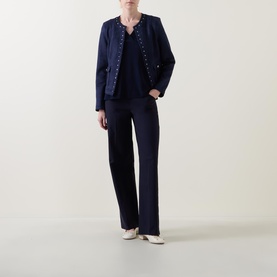 Button Front Wide Leg Trousers