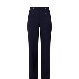 Button Front Wide Leg Trousers