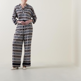 Graphic Print Wide Leg Trousers