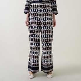 Graphic Print Wide Leg Trousers