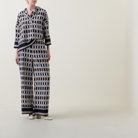 Graphic Print Wide Leg Trousers