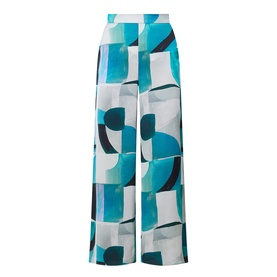 Printed Mid-Rise Flared Leg Trousers