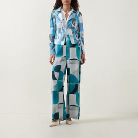 Printed Mid-Rise Flared Leg Trousers