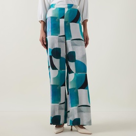 Printed Mid-Rise Flared Leg Trousers