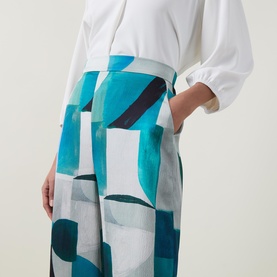 Printed Mid-Rise Flared Leg Trousers