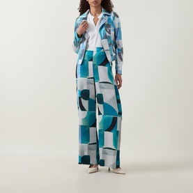 Printed Mid-Rise Flared Leg Trousers