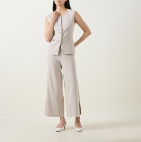 Side Slit Mid-Rise Wide Leg Trousers