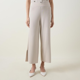 Side Slit Mid-Rise Wide Leg Trousers