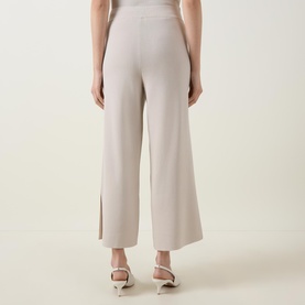 Side Slit Mid-Rise Wide Leg Trousers