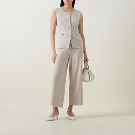Side Slit Mid-Rise Wide Leg Trousers