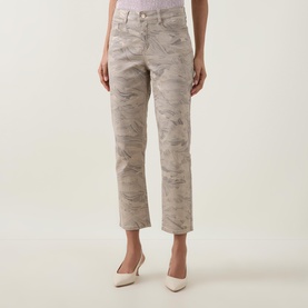 Printed Mid-Rise Straight Leg Jeans