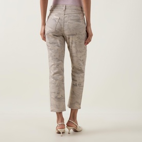 Printed Mid-Rise Straight Leg Jeans