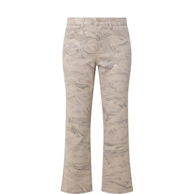 Printed Mid-Rise Straight Leg Jeans