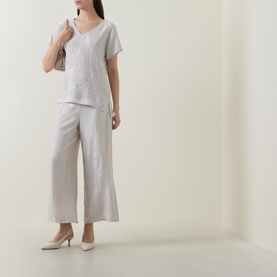Textured Wide Leg Trousers