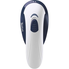 Tefal Fabric Shaver in blue and white, compact handheld design with circular shaving head and branded logo detail