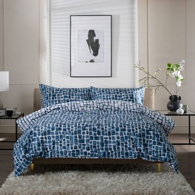 Tulle Duvet Set White/Navy