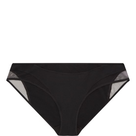 Chantelle Halo Brazilian Briefs in black with mesh panel side detailing, elasticated waistband, and smooth finish