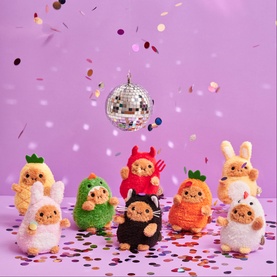 Black Kitty Ricespud Mini Sitting Plush Toy