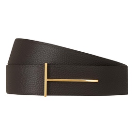 T Logo Reversible Leather Belt