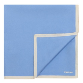 Logo Contrast Trim Silk Pocket Square