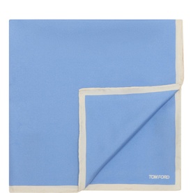 Logo Contrast Trim Silk Pocket Square