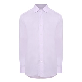 Pale lilac formal dress shirt with spread collar, button-front placket, and long sleeves