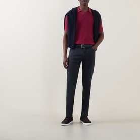 Jacquard Stitch Polo Shirt