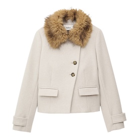 Terry Faux Fur Collar Coat
