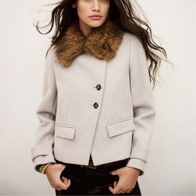 Terry Faux Fur Collar Coat
