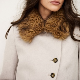 Terry Faux Fur Collar Coat