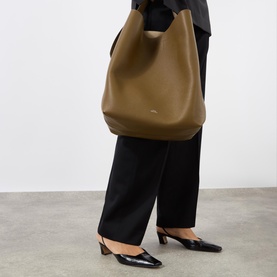 Belted Grained Leather Tote Bag