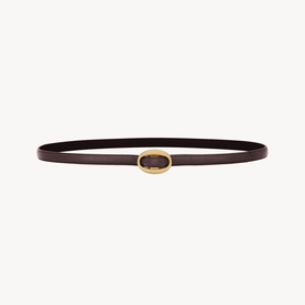 Narrow Oval Buckle Logo Belt