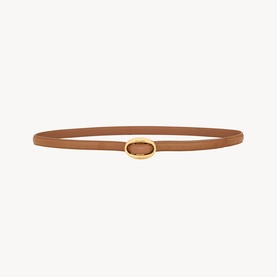 Narrow Oval Buckle Logo Belt