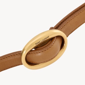Narrow Oval Buckle Logo Belt