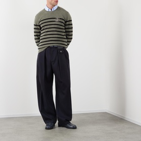 Mid-Rise Wide Leg Casual Trousers
