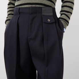Mid-Rise Wide Leg Casual Trousers