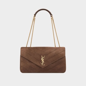 Loulou Medium Quilted Suede Chain Bag