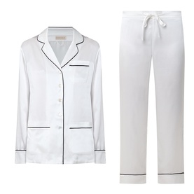 Contrast Trim Silk Pyjama Set