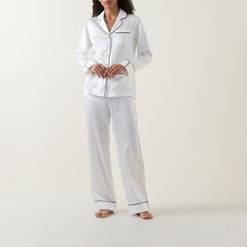 Contrast Trim Silk Pyjama Set
