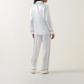Contrast Trim Silk Pyjama Set