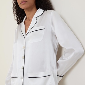 Contrast Trim Silk Pyjama Set