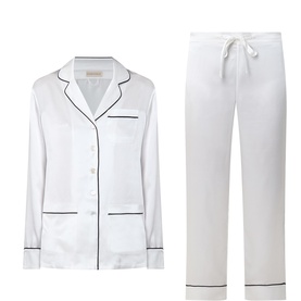 Contrast Trim Silk Pyjama Set