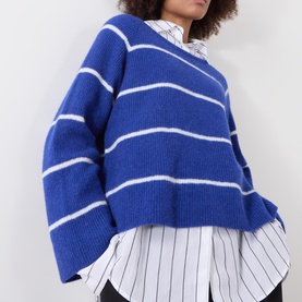 Vitow Striped Ribbed Knit Sweater