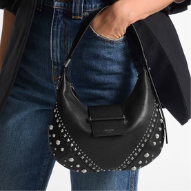Bar Studded Small Hobo Bag