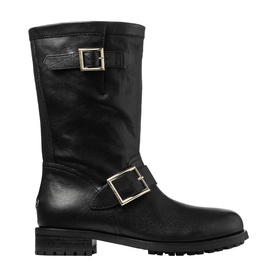 Buckled Leather Biker Boots