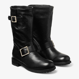 Buckled Leather Biker Boots