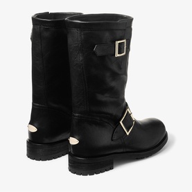 Buckled Leather Biker Boots