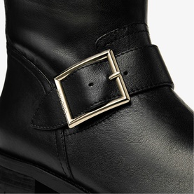 Buckled Leather Biker Boots