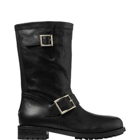 Buckled Leather Biker Boots