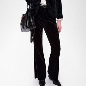 Prevy Velour Tailored Flared Trousers